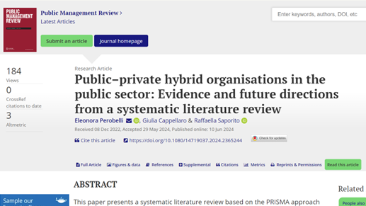 New PMR article on Hybrid Organizations in the Public Sector